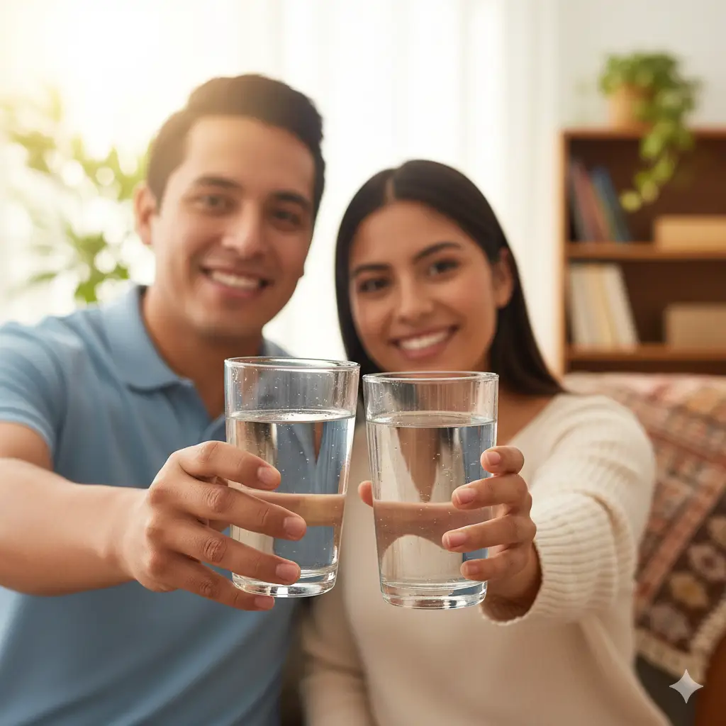 Pareja Saludable tomando Agua